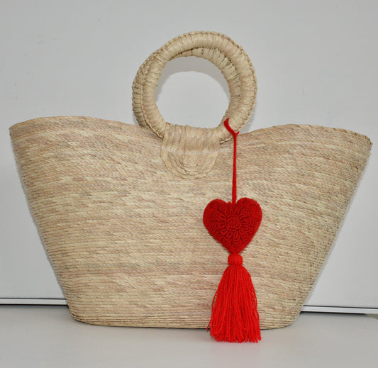 Hand Woven Purse with Heart Keychain